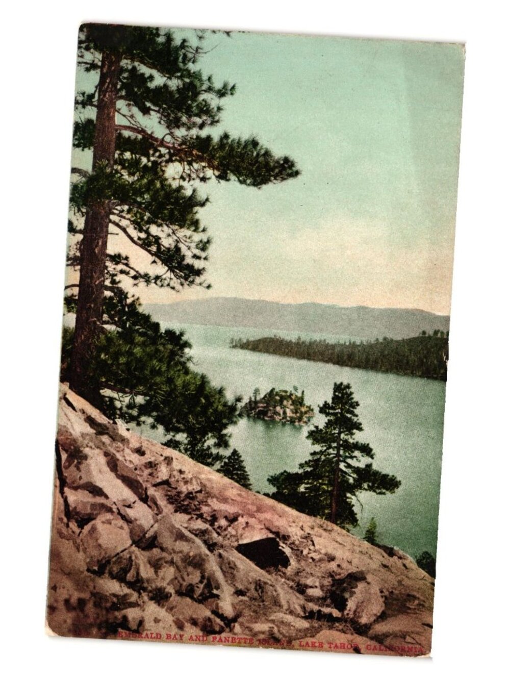 Emerald Bay Fanette Island Lake Tahoe CA Vintage Edward Mitchell Postcard